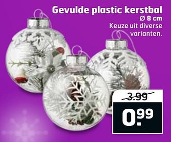 Aanbiedingen Gevulde plastic kerstbal - Huismerk - Trekpleister - Geldig van 20/11/2016 tot 27/11/2016 bij Trekpleister