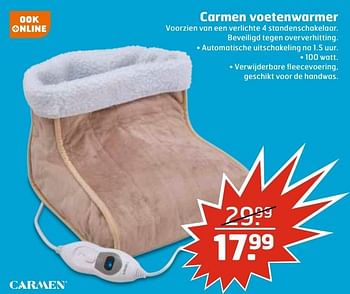 Aanbiedingen Carmen voetenwarmer - Carmen - Geldig van 20/11/2016 tot 27/11/2016 bij Trekpleister