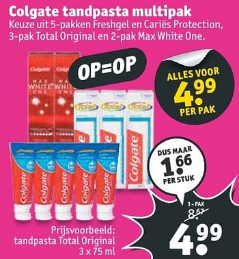 Aanbiedingen Colgate tandpasta multipak - Colgate - Geldig van 20/11/2016 tot 27/11/2016 bij Kruidvat