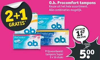 Aanbiedingen O.b. procomfort tampons - OB - Geldig van 20/11/2016 tot 27/11/2016 bij Kruidvat
