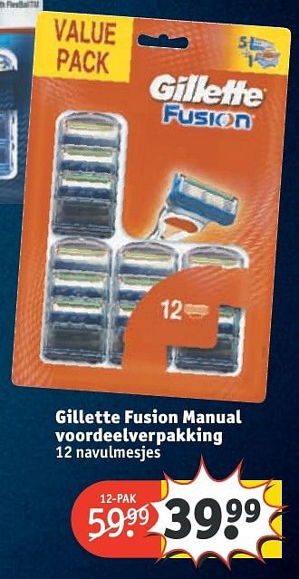 Aanbiedingen Gillette fusion manual voordeelverpakking - Gillette - Geldig van 20/11/2016 tot 27/11/2016 bij Kruidvat