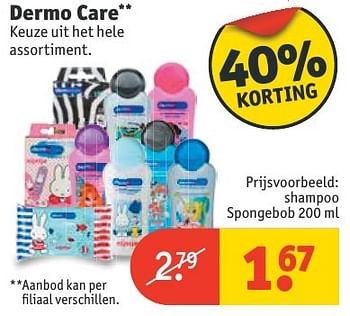 Aanbiedingen Dermo care shampoo spongebob - Dermocare - Geldig van 20/11/2016 tot 27/11/2016 bij Kruidvat