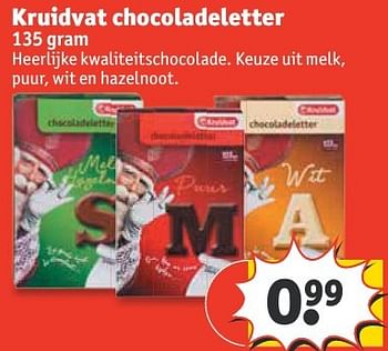Aanbiedingen Kruidvat chocoladeletter - Huismerk - Kruidvat - Geldig van 20/11/2016 tot 27/11/2016 bij Kruidvat