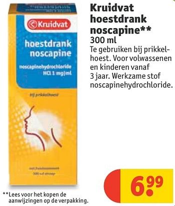 Aanbiedingen Kruidvat hoestdrank noscapine - Huismerk - Kruidvat - Geldig van 20/11/2016 tot 27/11/2016 bij Kruidvat