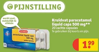 Aanbiedingen Kruidvat paracetamol liquid caps - Huismerk - Kruidvat - Geldig van 20/11/2016 tot 27/11/2016 bij Kruidvat