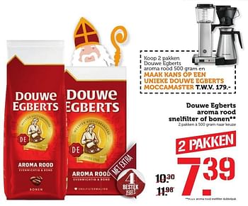 Aanbiedingen Douwe egberts aroma rood snelfilter of bonen - Douwe Egberts - Geldig van 21/11/2016 tot 27/11/2016 bij Coop