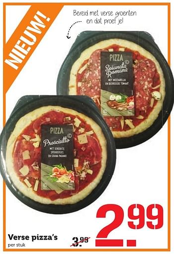 Aanbiedingen Verse pizza`s - Huismerk - Coop - Geldig van 21/11/2016 tot 27/11/2016 bij Coop