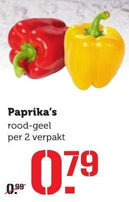 Aanbiedingen Paprika`s rood-geel - Huismerk - Coop - Geldig van 21/11/2016 tot 27/11/2016 bij Coop