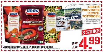 Aanbiedingen Unox rookworst, soep in zak of soep in pak - Unox - Geldig van 21/11/2016 tot 27/11/2016 bij Coop