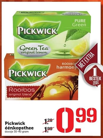 Aanbiedingen Pickwick éénkopsthee - Pickwick - Geldig van 21/11/2016 tot 27/11/2016 bij Coop