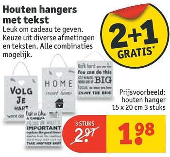 Aanbiedingen Houten hangers met tekst - Huismerk - Kruidvat - Geldig van 20/11/2016 tot 27/11/2016 bij Kruidvat
