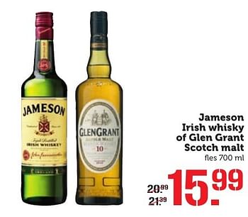 Aanbiedingen Jameson irish whisky of glen grant scotch malt - Huismerk - Coop - Geldig van 21/11/2016 tot 27/11/2016 bij Coop