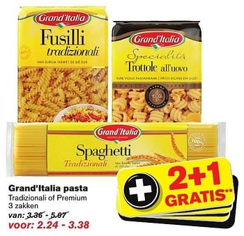 Aanbiedingen Grand`italia pasta tradizionali of premium - grand’italia - Geldig van 23/11/2016 tot 29/11/2016 bij Hoogvliet