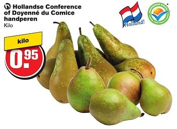Aanbiedingen Hollandse conference of doyenné du comice handperen - Huismerk - Hoogvliet - Geldig van 23/11/2016 tot 29/11/2016 bij Hoogvliet