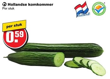 Aanbiedingen Hollandse komkommer - Huismerk - Hoogvliet - Geldig van 23/11/2016 tot 29/11/2016 bij Hoogvliet