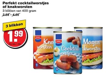 Aanbiedingen Perfekt cocktailworstjes of knakworsten - Perfekt - Geldig van 23/11/2016 tot 29/11/2016 bij Hoogvliet