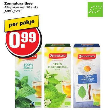 Aanbiedingen Zonnatura thee - Zonnatura - Geldig van 23/11/2016 tot 29/11/2016 bij Hoogvliet