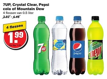 Aanbiedingen 7up, crystal clear, pepsi cola of mountain dew - Pepsi - Geldig van 23/11/2016 tot 29/11/2016 bij Hoogvliet