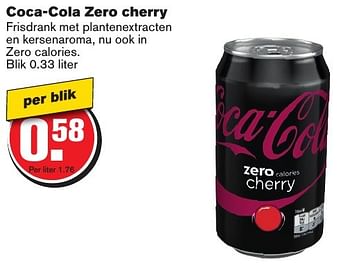 Aanbiedingen Coca-cola zero cherry - Coca Cola - Geldig van 23/11/2016 tot 29/11/2016 bij Hoogvliet