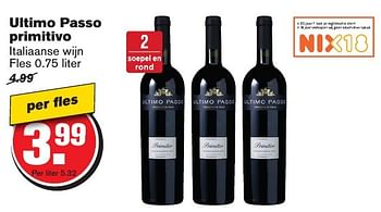 Aanbiedingen Ultimo passo primitivo italiaanse wijn - Rode wijnen - Geldig van 23/11/2016 tot 29/11/2016 bij Hoogvliet