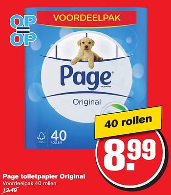 Aanbiedingen Page toiletpapier original - Page - Geldig van 23/11/2016 tot 29/11/2016 bij Hoogvliet