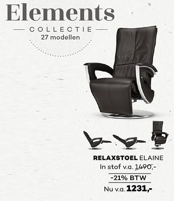 Aanbiedingen Relaxstoel elaine - Huismerk - Prominent - Geldig van 20/11/2016 tot 03/12/2016 bij Prominent