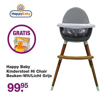 Aanbiedingen Happy baby kinderstoel hi chair beuken-wit-licht grijs - Happybaby - Geldig van 11/11/2016 tot 04/12/2016 bij Baby & Tiener Megastore