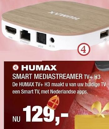 Aanbiedingen Humax smart mediastreamer - Humax - Geldig van 21/11/2016 tot 04/12/2016 bij Electro World