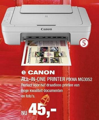 Aanbiedingen Canon all-in-one printer pixma mg3052 - Canon - Geldig van 21/11/2016 tot 04/12/2016 bij Electro World