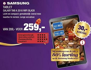 Aanbiedingen Samsung tablet galaxy tab a 2016 wifi black - Samsung - Geldig van 21/11/2016 tot 04/12/2016 bij Electro World