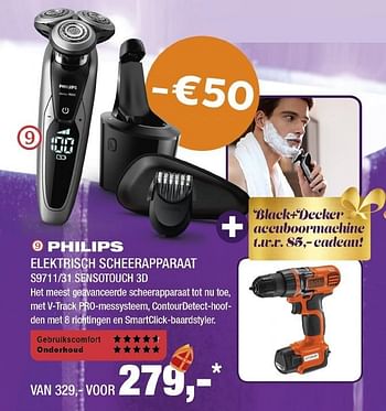 Aanbiedingen Philips elektrisch scheerapparaat s9711-31 sensotouch 3d - Philips - Geldig van 21/11/2016 tot 04/12/2016 bij Electro World