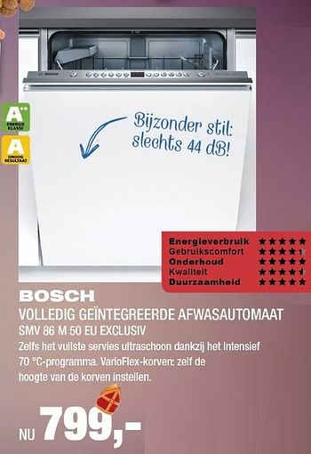 Aanbiedingen Bosch volledig geintegreerde afwasautomaat smv 86 m 50 eu exclusiv - Bosch - Geldig van 21/11/2016 tot 04/12/2016 bij Electro World