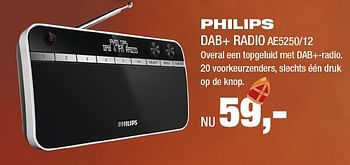 Aanbiedingen Philips dab+ radio ae5250-12 - Philips - Geldig van 21/11/2016 tot 04/12/2016 bij Electro World