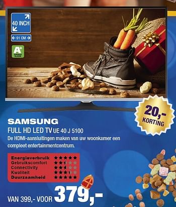 Aanbiedingen Samsung full hd led tv ue 40 j 5100 - Samsung - Geldig van 21/11/2016 tot 04/12/2016 bij Electro World
