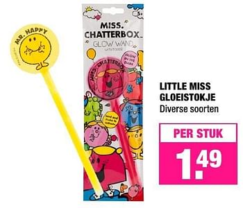 Aanbiedingen Little miss gloeistokje - Mr Men Little Miss - Geldig van 21/11/2016 tot 04/12/2016 bij Big Bazar