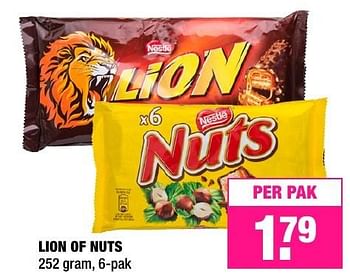 Aanbiedingen Lion of nuts - Nestlé - Geldig van 21/11/2016 tot 04/12/2016 bij Big Bazar