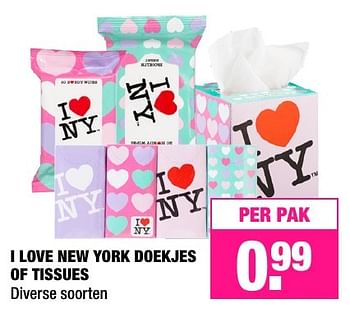 Aanbiedingen I love new york doekjes of tissues - Huismerk - Big Bazar - Geldig van 21/11/2016 tot 04/12/2016 bij Big Bazar
