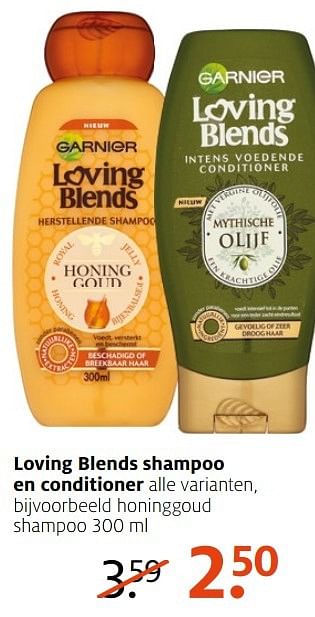 Aanbiedingen Loving blends honinggoud shampoo - Garnier - Geldig van 21/11/2016 tot 04/12/2016 bij Etos