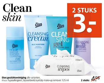 Aanbiedingen Etos gezichtsreiniging eye+lip make-up remover - Huismerk - Etos - Geldig van 21/11/2016 tot 04/12/2016 bij Etos