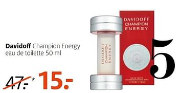 Aanbiedingen Davidoff champion energy eau de toilette 50 ml - Davidoff - Geldig van 21/11/2016 tot 04/12/2016 bij Etos