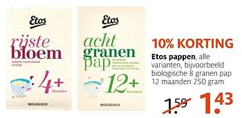 Aanbiedingen Etos pappen biologische 8 granen pap - Huismerk - Etos - Geldig van 21/11/2016 tot 04/12/2016 bij Etos