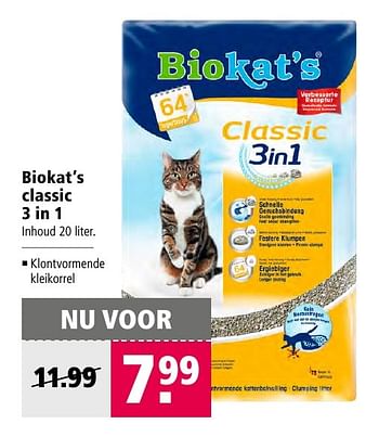 Aanbiedingen Biokat`s classic - Bio kat`s - Geldig van 21/11/2016 tot 04/12/2016 bij Welkoop