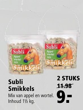 Aanbiedingen Subli smikkels - Subli - Geldig van 21/11/2016 tot 04/12/2016 bij Welkoop