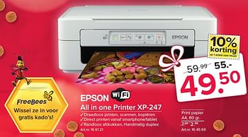 Aanbiedingen Epson all in one printer xp-247 - Epson - Geldig van 21/11/2016 tot 04/12/2016 bij Kijkshop