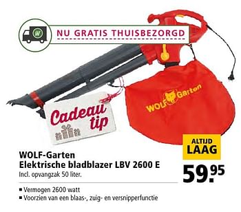Aanbiedingen Wolf-garten elektrische bladblazer lbv 2600 e - Wolf Garten - Geldig van 21/11/2016 tot 04/12/2016 bij Welkoop