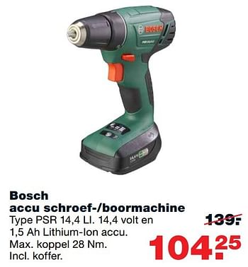 Aanbiedingen Bosch accu schroef--boormachine psr 14,4 li - Bosch - Geldig van 28/11/2016 tot 04/12/2016 bij Praxis