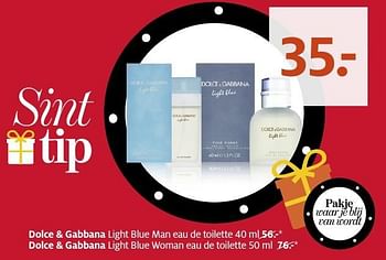 Aanbiedingen Dolce + gabbana light blue man eau de toilette 40 ml - Dolce &amp; Gabbana - Geldig van 28/11/2016 tot 04/12/2016 bij Etos