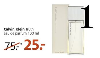 Aanbiedingen Calvin klein truth eau de parfum 100 ml - Calvin Klein - Geldig van 28/11/2016 tot 04/12/2016 bij Etos