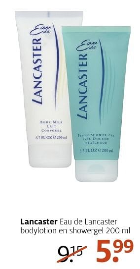 Aanbiedingen Lancaster eau de lancaster bodylotion en showerge - Lancaster - Geldig van 28/11/2016 tot 04/12/2016 bij Etos