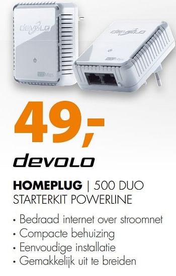Aanbiedingen Devolo homeplug 500 duo starterkit powerline - Devolo - Geldig van 28/11/2016 tot 04/12/2016 bij Expert